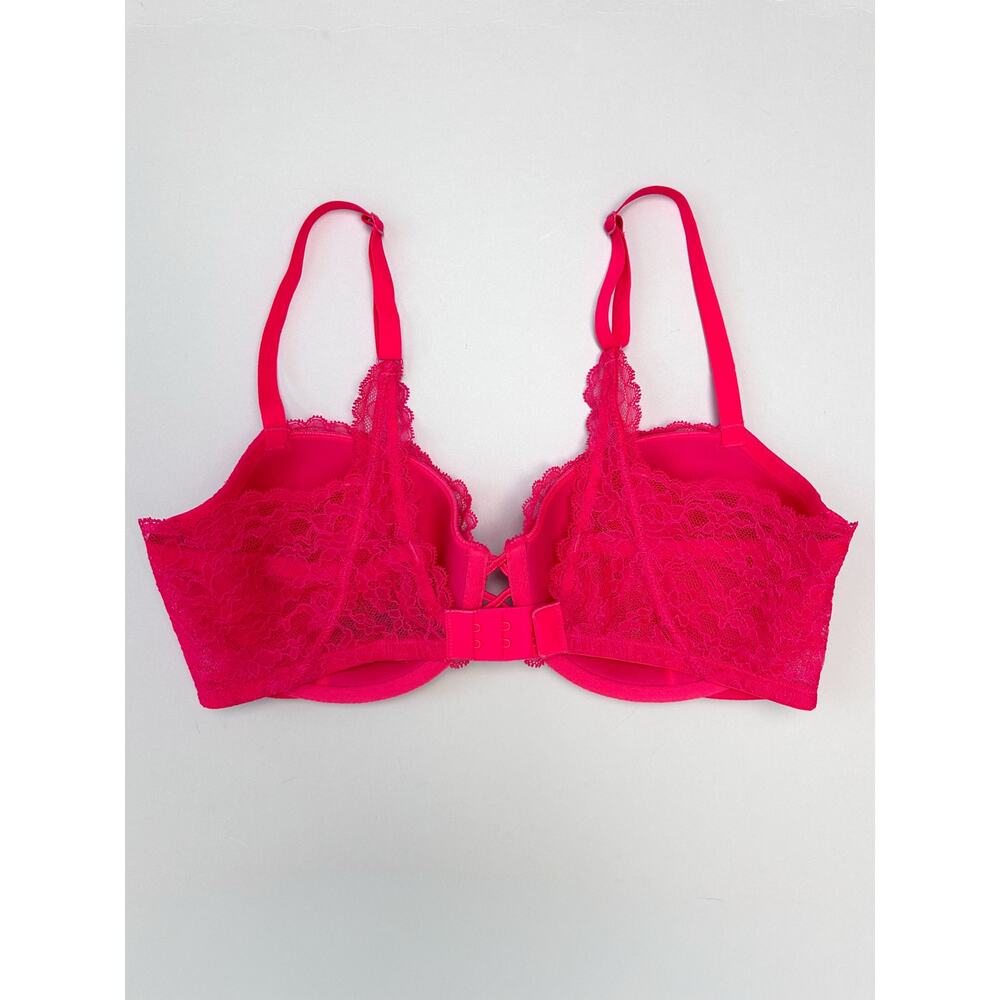 Victoria's Secret Red Lace Padded Corset Detail Very Sexy Balconette Bra 36D - Picture 4 of 9